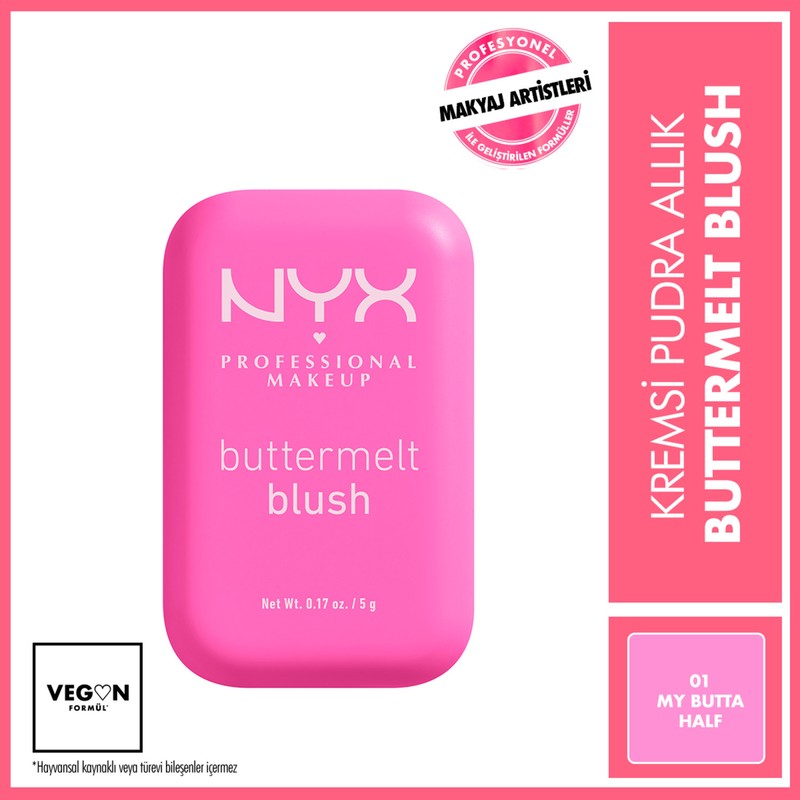 NYX Professional Makeup Buttermelt Blush Kremsi Pembe Pudra Allık - 01 My Butta Half