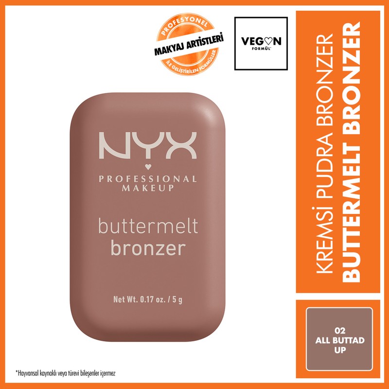 NYX Professional Makeup Buttermelt Kremsi Pudra Bronzer 02 All Buttad Up 12 Saat Kalıcı Etki