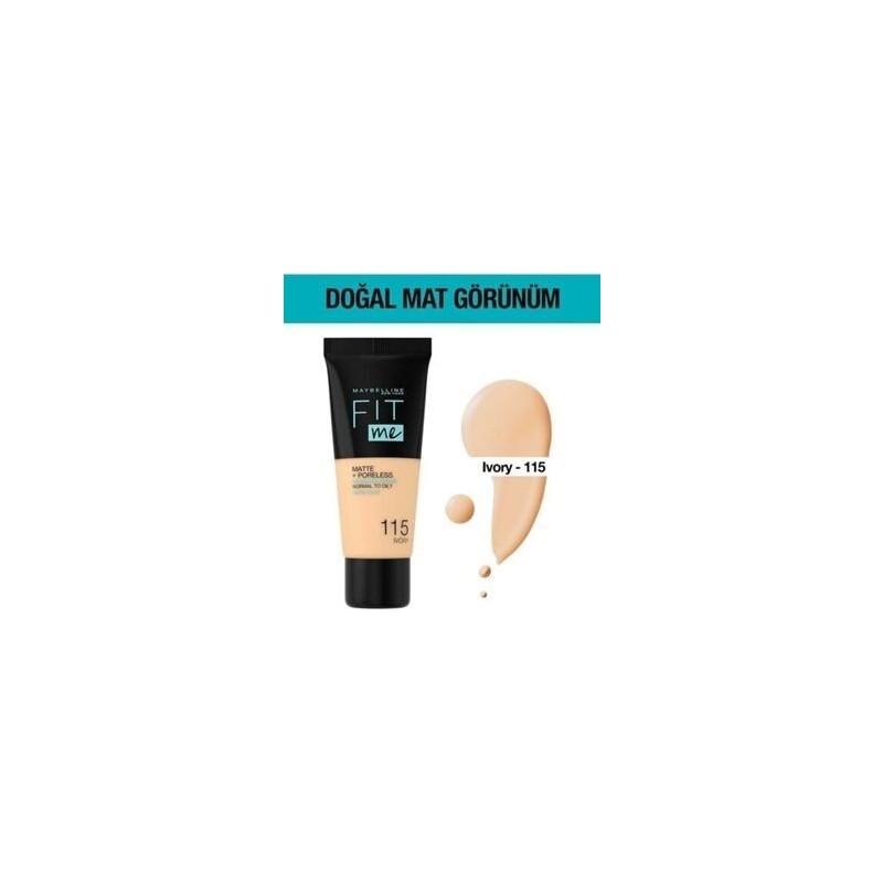 Maybelline New York Mat Fondöten - Fit Me Matte + Poreless Foundation 115 Ivory 3600531324513