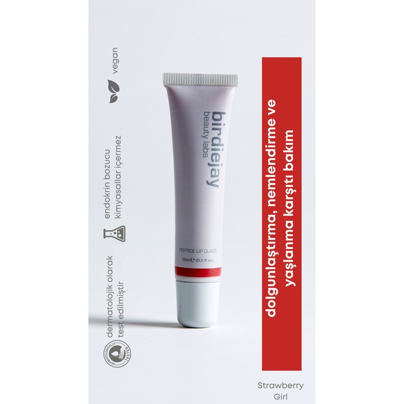 Birdiejay Peptide Lip Glass Balm - Strawberry Girl Nemlendirici Dudak Balmı - Kırmızı