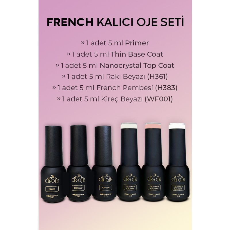 Cr-Oje Kalıcı Oje French 6 Lı Set (5 Ml)