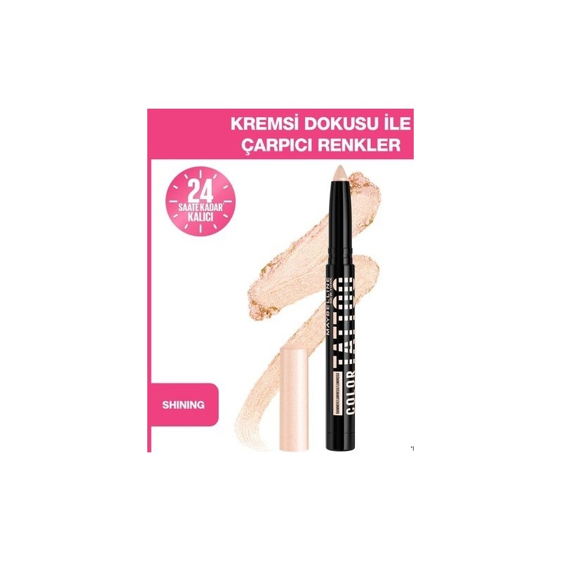 Maybelline New York Color Tattoo 24H Eye Stix - Shining Kremsi Doku ile Yoğun Renkler Tekli