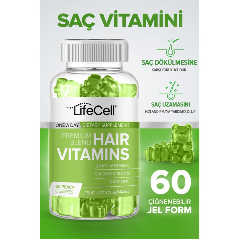 Life Cell Hair Vitamins Vitamin C Biotin Zinc - Saç Vitamini - Takviye Edici Gıda