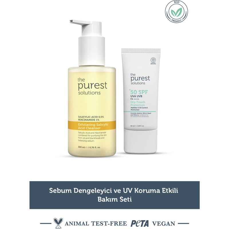 The Purest Solutions Sebum Dengeleyici ve Uv Koruma Etkili Bakım Seti