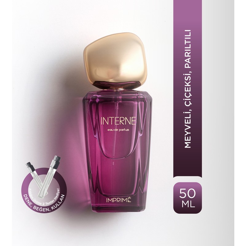 Imprime Interne EDP Kadın Parfüm 50ml | Meyveli ve Çiçeksi | Bergamot, Şeftali, Yasemin, Zambak, Misk, Amber