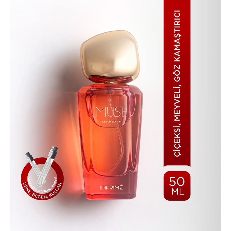 Imprime Muse EDP Kadın Parfüm 50ml | Çiçeksi ve Meyveli | Frenk Üzümü, Lavanta, Yasemin, Vanilya, Misk, Amber