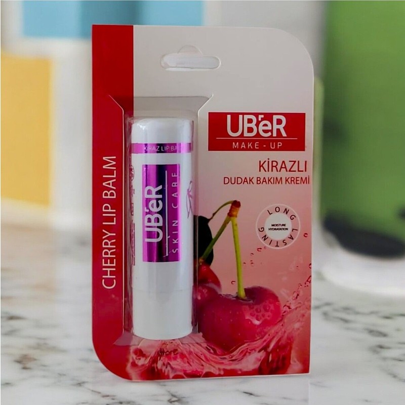 Uber Kirazlı Dudak Nemlendirici Balm 4 Adet SPF 15 Koruyucu ve Besleyici Özellikte
