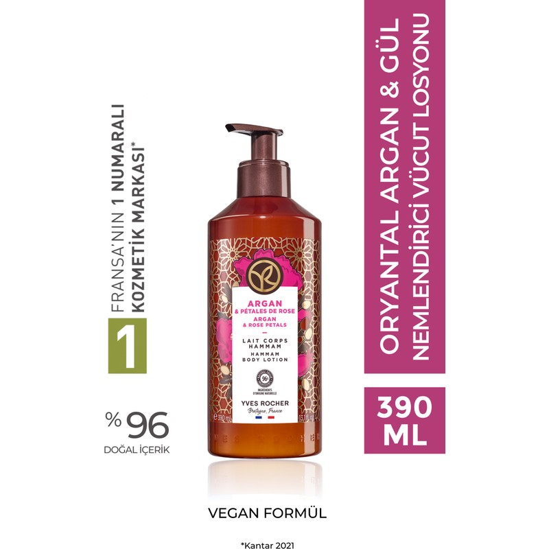 Yves Rocher Vücut Losyonu - Nemlendirici Besleyici Oryantal Argan Gül- Vegan-390ml