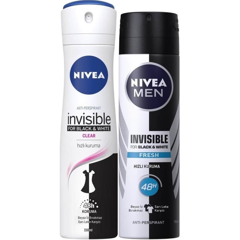 Nivea Black&white Fresh Bayan Deosprey 150 Ml+Black&white Fresh Erkek Deosprey 150 ml 2'li Paket