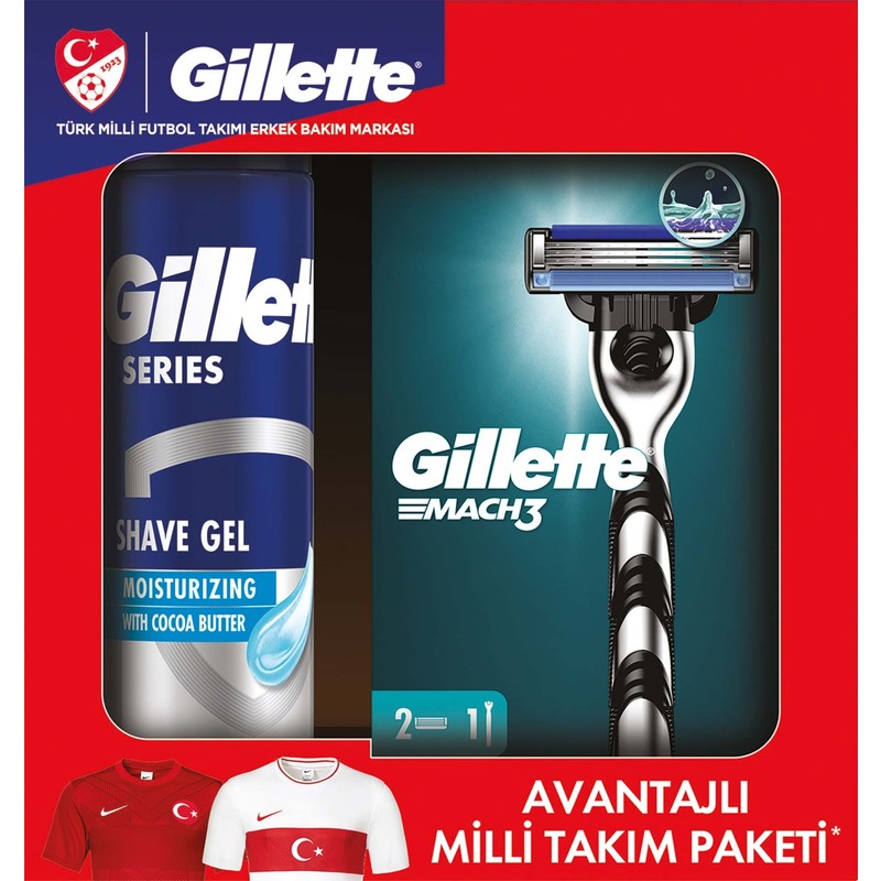 Gillette Mach 3makine 2 Yedekli + Series Tıraş Jeli 200 ml