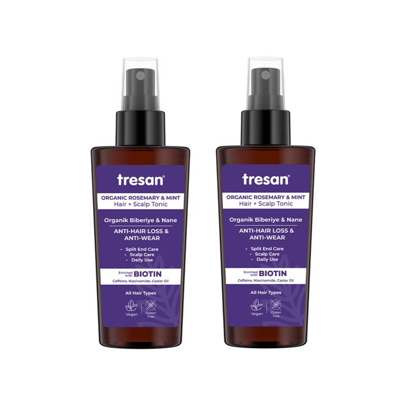 Tresan Organik Biberiye & Nane Dökülme Karşıtı Saç Toniği 250 ml Vegan Şeffaf Sıvı