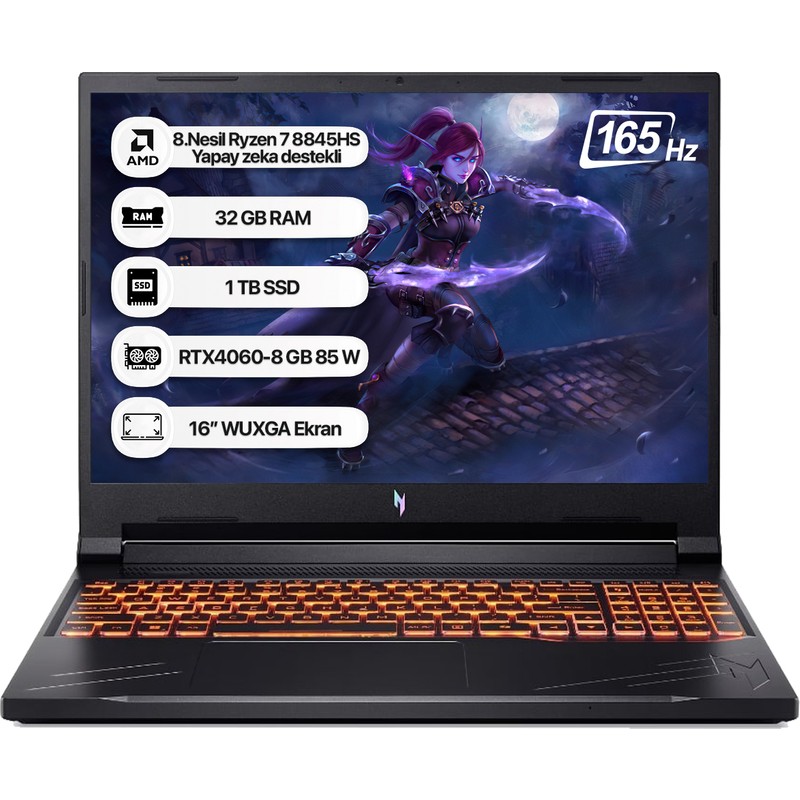 Acer Nitro V16 ANV16-41 Amd R7 8845HS 32GB 1tb SSD RTX4060-8GB Dos 16" Wuxga 165Hz Taşınabilir Bilgisayar NH.QRUEY.005-32 - En Uygun Fiyatlarla Piinti'de