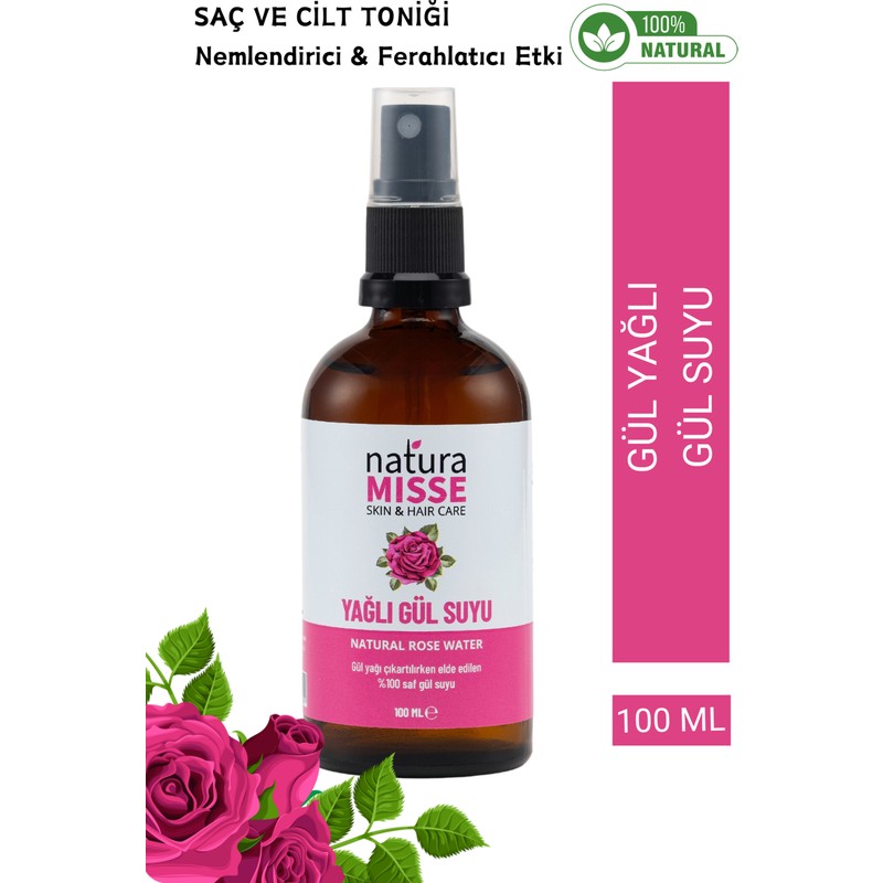 Naturamisse Tam Yağlı Gül Suyu 100 ml Doğal Tonik & Antiaging-Canlandırıcı Etkili Tonik