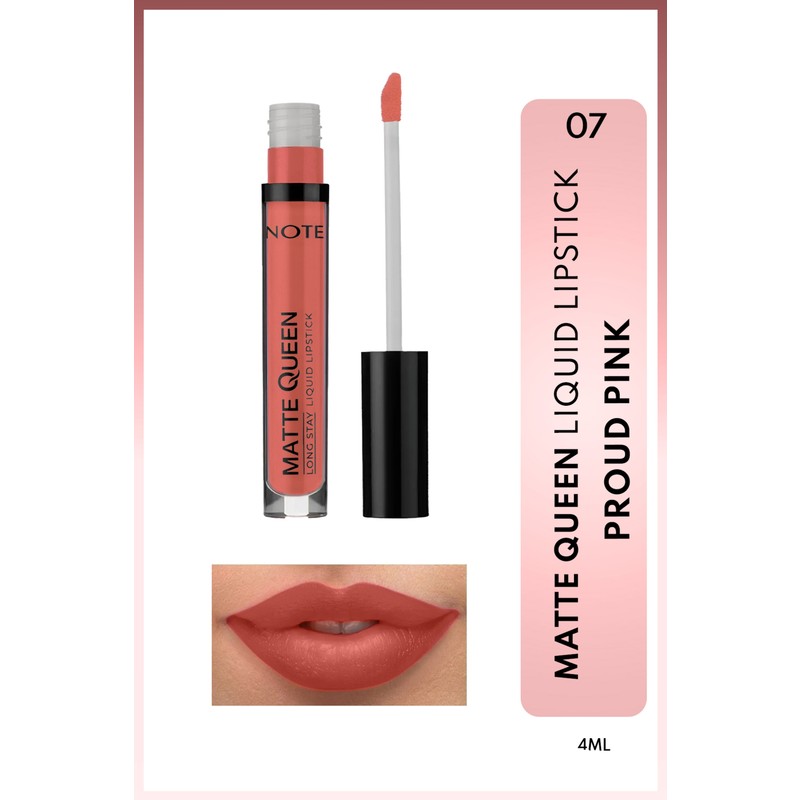 Note Cosmetics Matte Queen Lipstick Kalıcı Mat Likit Ruj - 07 Proud Pink - Pembe
