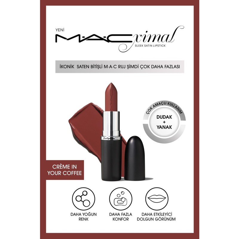 Mac Macximal Sleek Satin Lipstick Ikonik Saten Bitişli Ruj-crème In Your Coffee 3.5gm