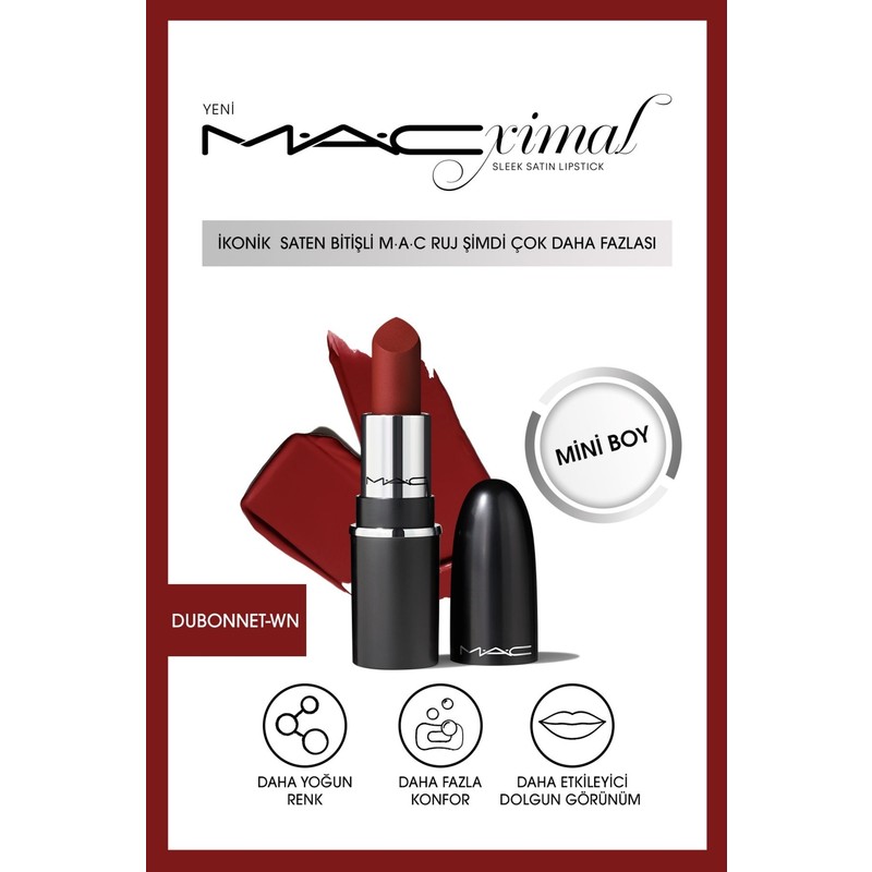 Mac ximal Mini Sleek Satin Lipstick İkonik Saten Bitişli Ruj-DUBONNET 1.5GM