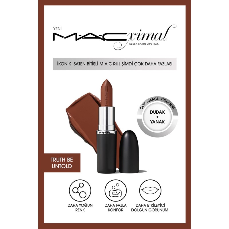 Mac ximal Sleek Satin Lipstick İkonik Saten Bitişli Ruj-TRUTH BE UNTOLD 3.5GM