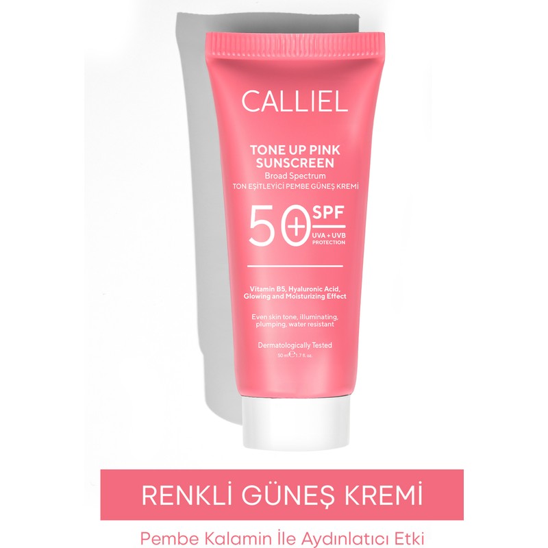 Calliel Ton Eşitleyici , Aydınlatıcı Spf 50+ Renkli Güneş Kremi Glutatyon, Hyaluronik Asit Etkili 50 ml