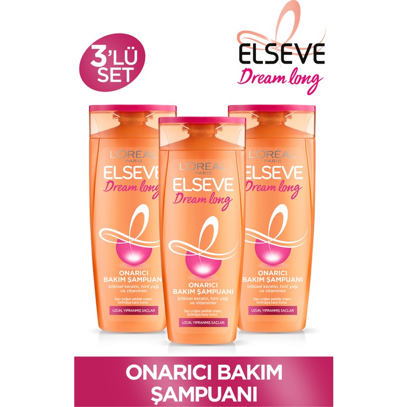 Elseve L'Oréal Paris 3'Lü L'oréal Paris Elseve Dream Long Onarıcı Bakım Şampuanı 390 Ml Seti