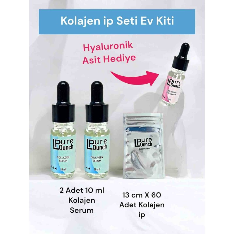 Purlounch Pure Lounch Kolajen Ip Seti - Kolajen Serum 10 ml x 2 Adet + 13 cm × 60 adet Kolajen Ip