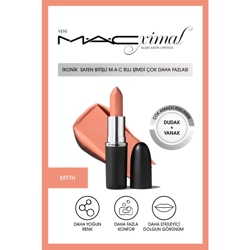 Mac ximal Sleek Satin Lipstick İkonik Saten Bitişli Ruj-MYTH 3.5GM