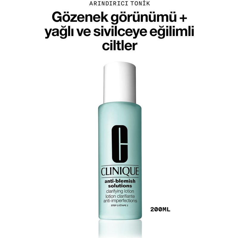 Clinique Anti-Blemish Arındırıcı Losyon - Karma ve Yağlı Ciltler için Salisilik Asit ile Sebum Kontrolü ve Gözenek Temizleme, 200 ml