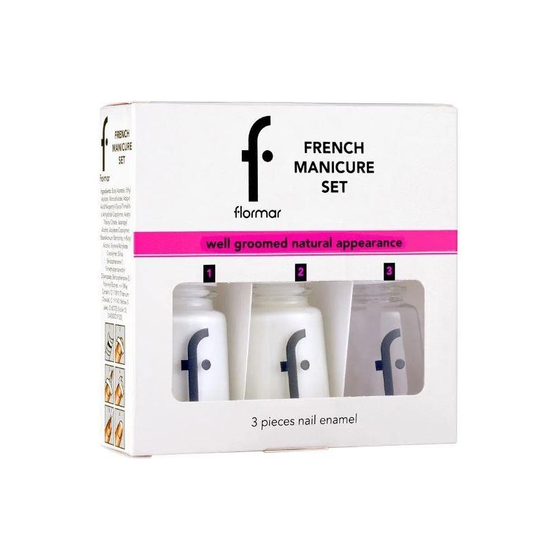 Flormar Yarı Transparan & Parlak Bitişli 3'Lü French Manikür Seti
