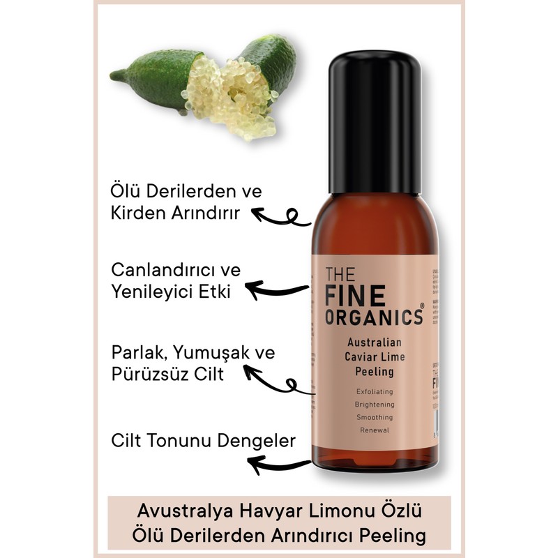 The Fine Organics Avustralya Havyar Limonu Özlü, Ölü Derilerden Arındırıcı Yüz ve Vücut Peelingi 100 ml