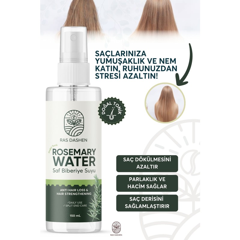 Ras Dashen Biberiye Suyu 150 ml Saç Uzamasını Destekleyici Vegan Saç Toniği Sıvı Formda