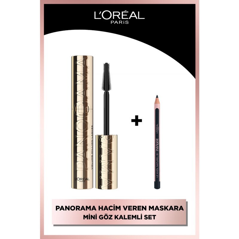 L'Oréal Paris Siyah Panorama Hacim Veren Maskara + Paradise Le Khol Mini Göz Kalemi Seti