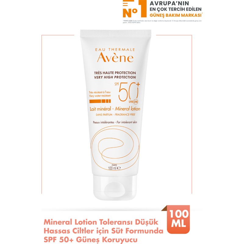 Avene Mineral Lotion SPF 50+ Hassas Ciltler için Süt Formunda Güneş Kremi 100 ml Korumalı