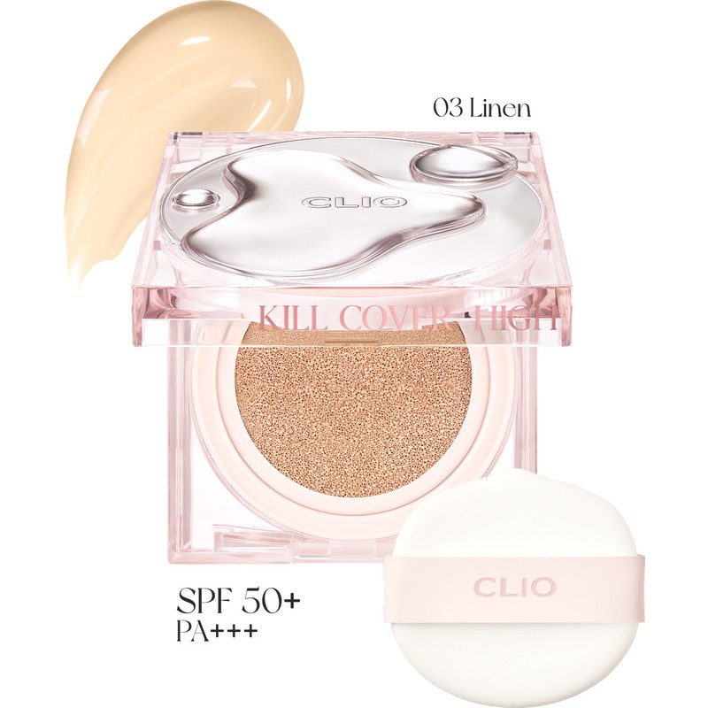 Clio Nem ve Parlaklık Sağlayan Cushion CLIO Kill Cover High-Glow Cushion + Refill SPF50+ PA++++ 3 Linen