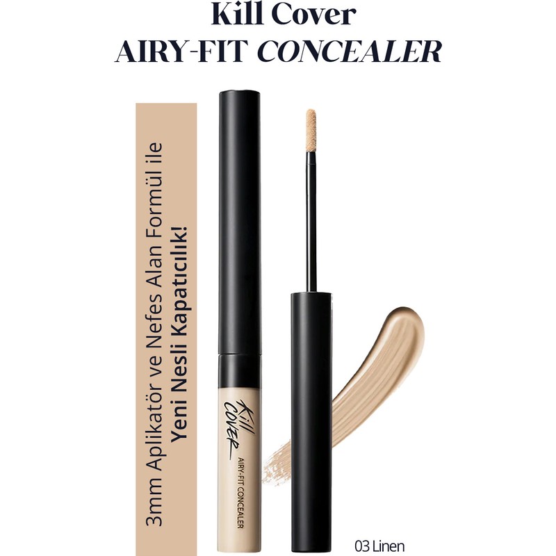 Clio Hafif Formüllü, Uzun Süre Kalıcı Kapatıcı CLIO Kill Cover Airy-Fit Concealer (3 Linen)