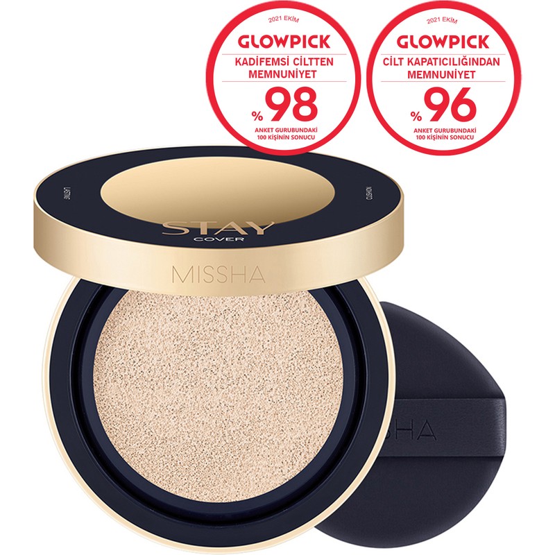MISSHA Uzun Süre Kalıcı Cushion Stay Cushion SPF40/PA++ Yüksek Kapatıcılık Sağlayan No.21P Renk