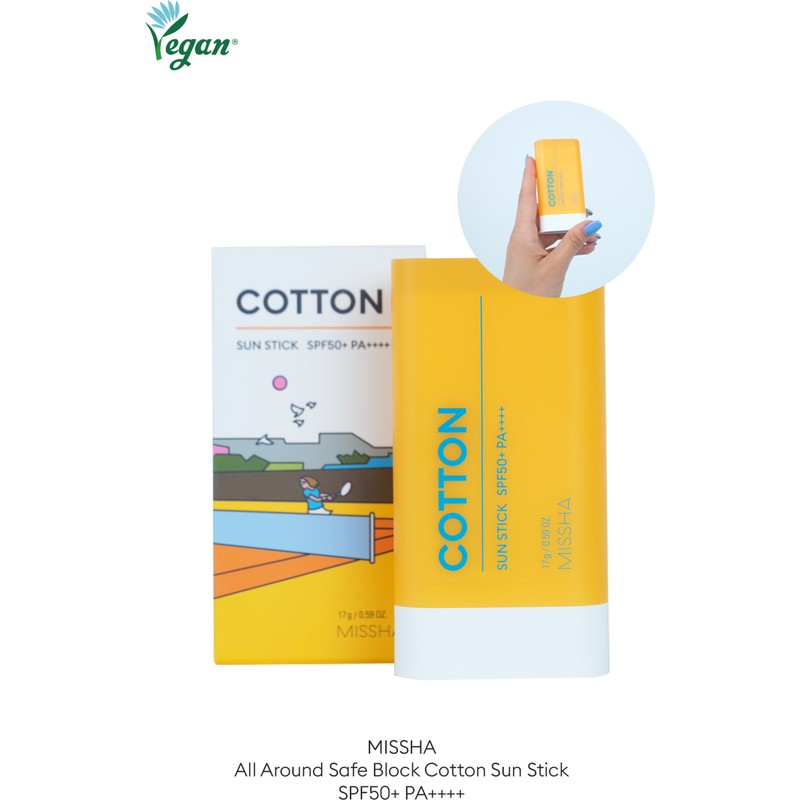 MISSHA Yağlanma Karşıtı Tere Dayanıklı Stick Güneş Kremi All Around Safe Block Cotton SunStick SPF50+PA++++