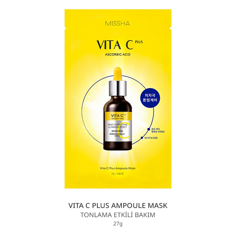 MISSHA Leke Karşıtı C Vitamini İçerikli Aydınlatıcı Maske Vita C Plus Ampoule Mask