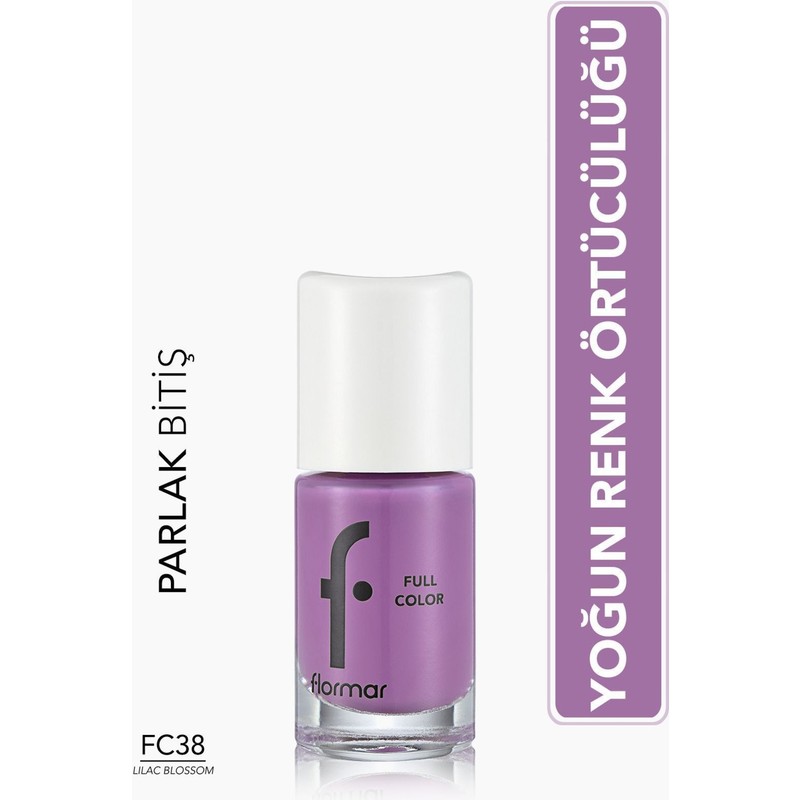 Flormar Flormar-Yüksek Pigmentli ve Uzun Süre Kalıcı Full Color Parlak Oje (FC38 Lila) 8690604379910