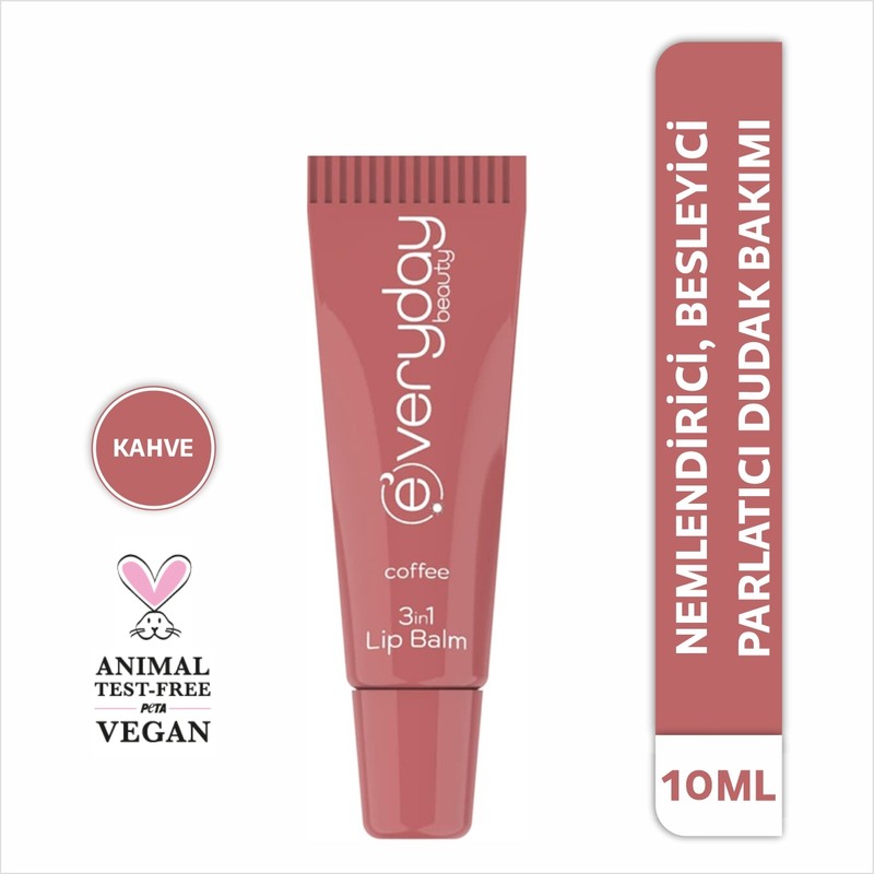 Everyday Beauty Kahve 10 ml 3 Etkili Dudak Bakım Lip Balmı Nemlendirici Besleyici Parlak Görünüm