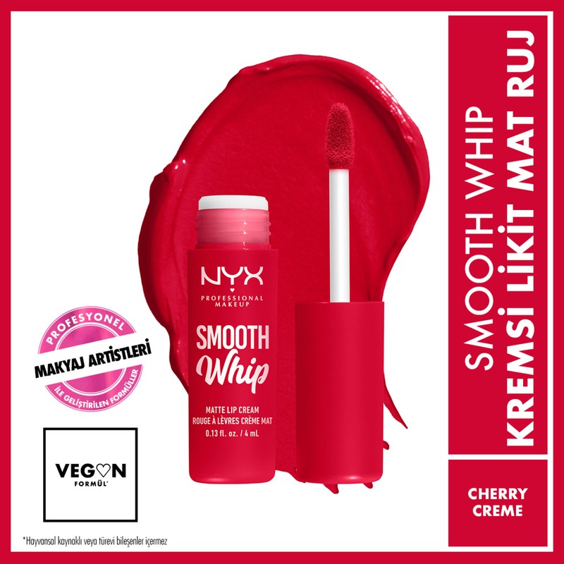 NYX Professional Makeup Smooth Whip Kremsi Likit Mat Ruj - Cherry Creme