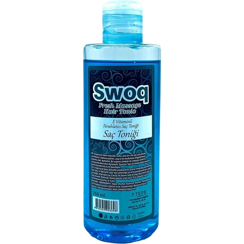 Swoq Saç Toniği 250 ml Ferahlatıcı Etkili Vegan Temizleyici Geri Dönüştürülebilir Şişe