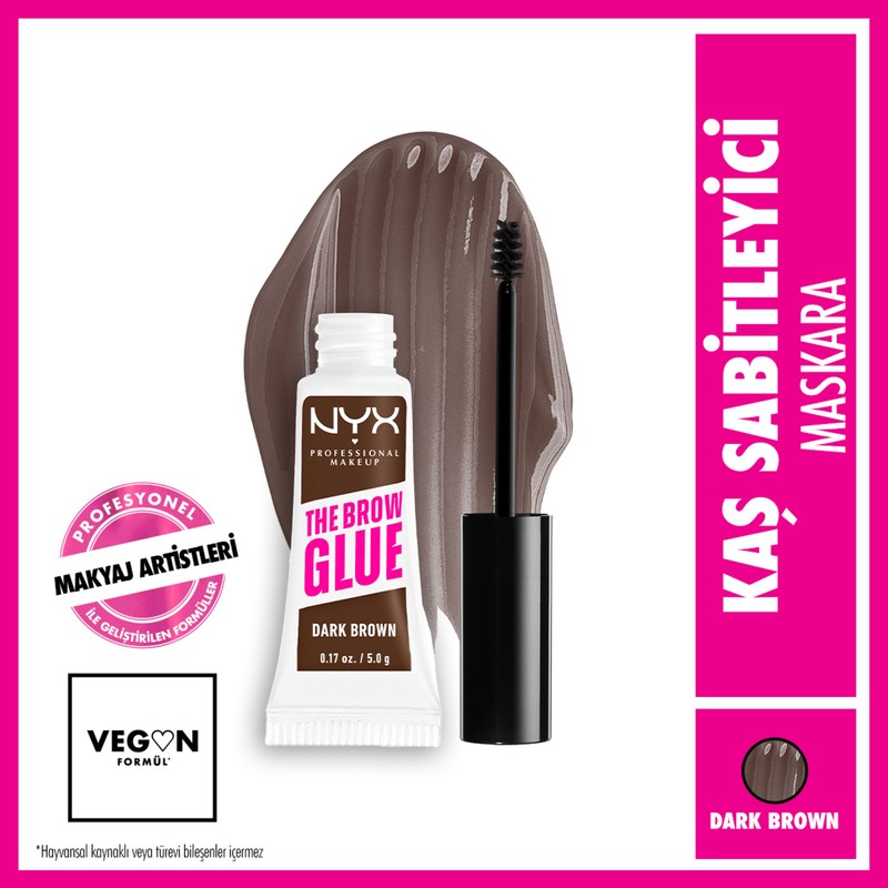 NYX Professional Makeup The Brow Glue Kaş Sabitleyici Maskara Dark Brown 5 g Profesyonel Formül