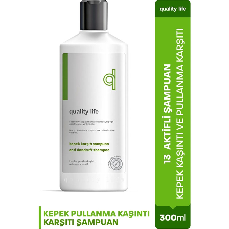 Quality Life QL Kepek Şampuanı - 13 Aktifli Kepek Şampuan 300 ML - Kepekli Saçlar İçin Önleyici , Yağlanma Karşıtı