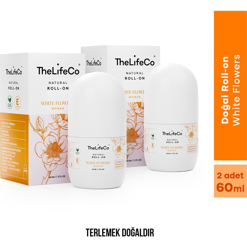 TheLifeCo %100 Doğal Roll-On Deodorant White Flowers (Woman) 60 ml x 2 Adet