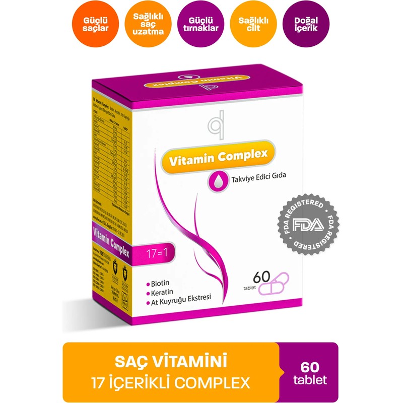 Quality Life QL Saç Vitamini -Hair Vitamin B Complex - Biotin 60 Tablet Keratin Selenyum Çinko