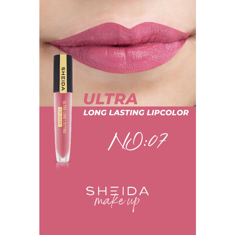 Sheida Long Lasting Uzun Süre Kalıcı Mat Likit Ruj - Yoğun Pigment & E Vitaminli Formül No:07