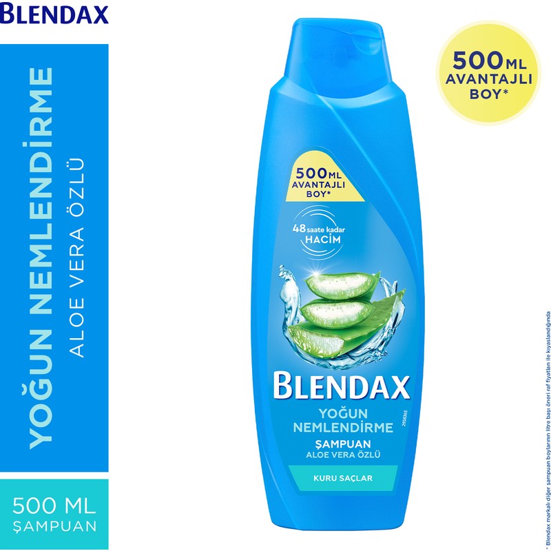 Blendax Yoğun Nemlendirme Aloe Vera Özlü Şampuan 500 ml Kuru Saçlar İçin
