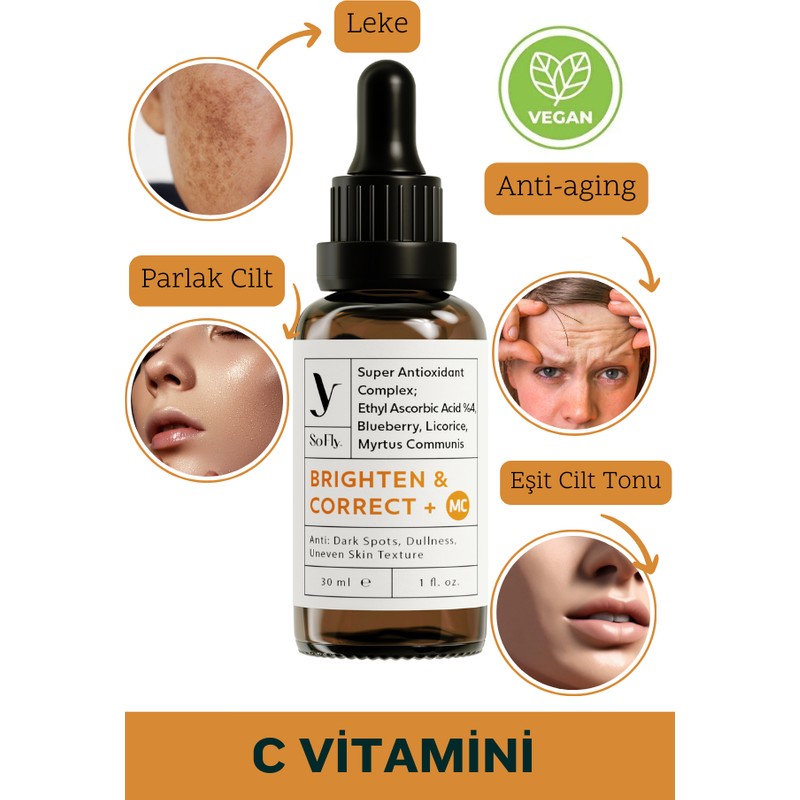 So Fly C Vitamini Serum 30 ml Leke Karşıtı Aydınlatıcı Antioksidan Etkili Unisex Vegan Formül