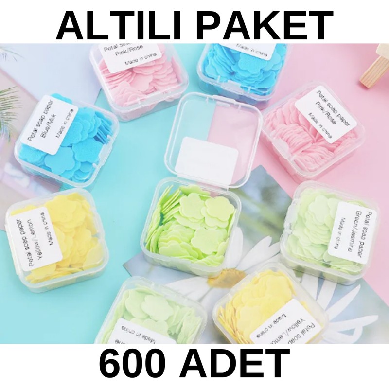 Madamina Parfümlü pH Dengeli Mini Kağıt Sabun 6'lı Paket (Toplam 600 Yaprak) – Seyahat ve Günlük Hijyen İçin