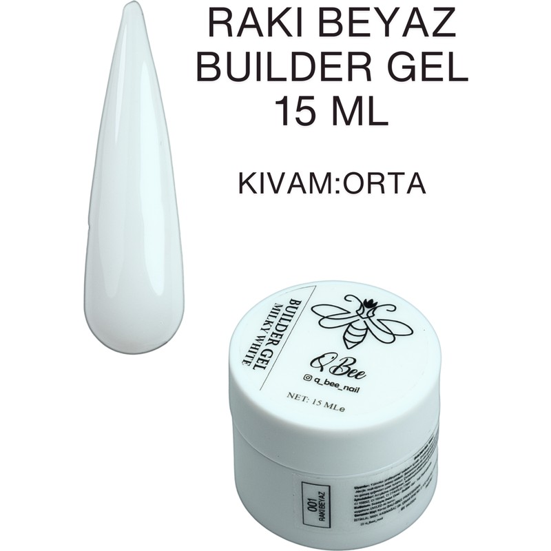Qbee PROFESSIONAL 15ml Kırık Beyaz Protez Tırnak Jeli Builder Gel Orta Kıvam Özellikli