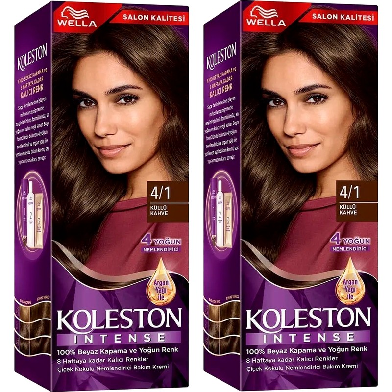 Wella Koleston Intense 4/1 Küllü Kahve Saç Boyası 2x 100% Beyaz Kapatma ve Yoğun Renk